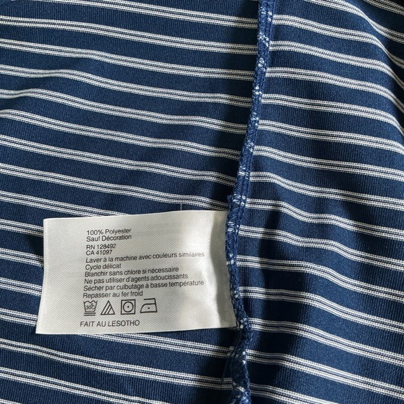 Greg Norman Mens XL Navy White Stripe Golf Polo Shirt Player Performance - Picture 4 of 7